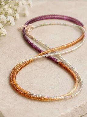 Natural Rhodolite, Sapphire Wrap Bracelet Converts to a Necklace 14K Rose Gold